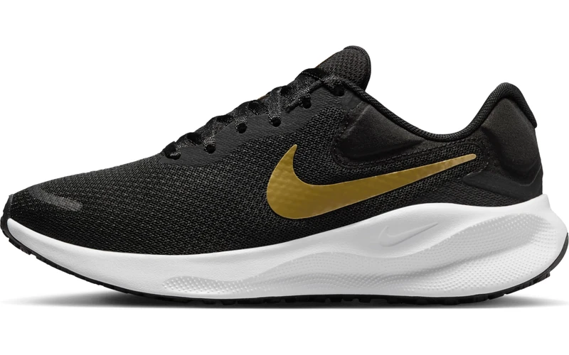 NIKE FB2208-006 Revolution 7 Women Black/Metallic Gold-White-DK Smoke Grey UK 6