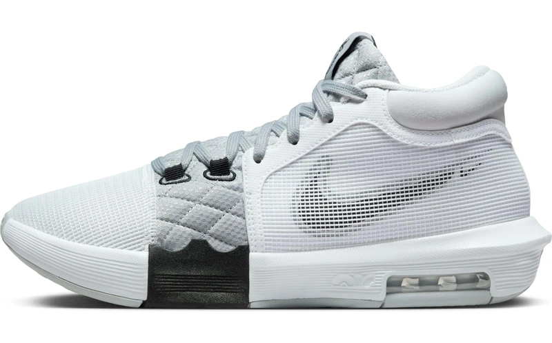 NIKE Men's Lebron Witness VIII Basketball Shoes, White Black Grey White Black Lt Smoke Grey, 49.5 EU
