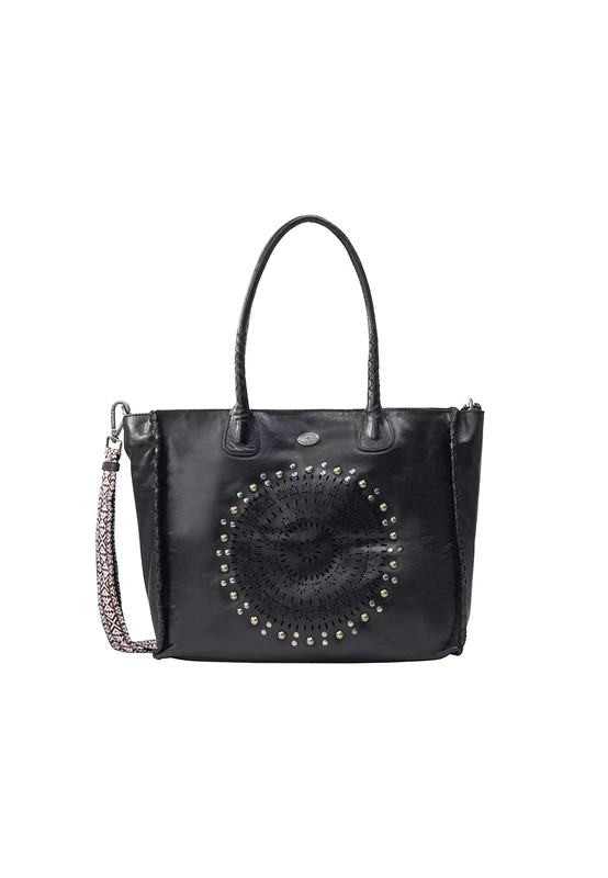 DreiMaster Vintage Women's Leather Shopper, Black, One Size