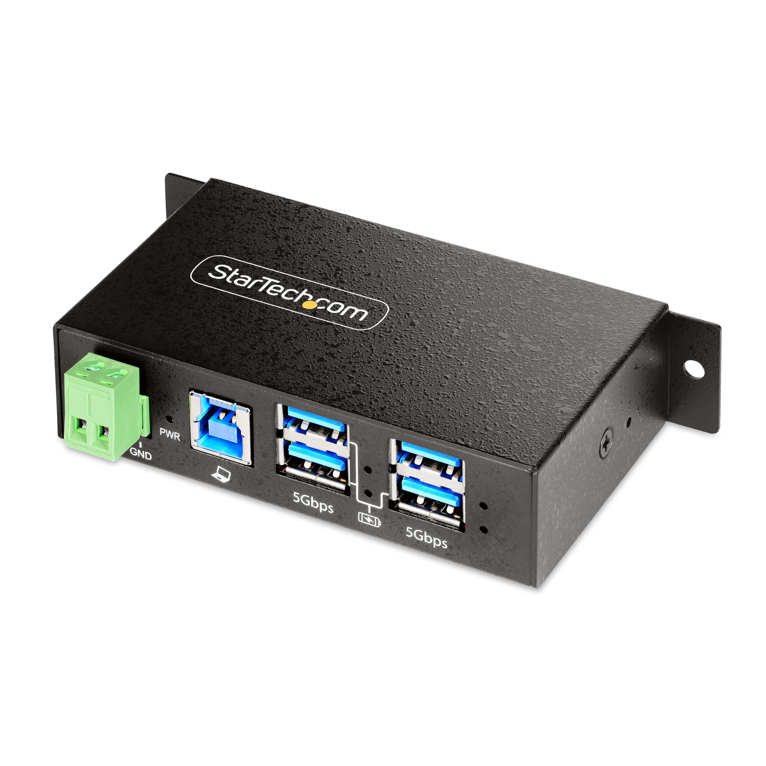 StarTech.com 4-Port Managed USB Hub with 4x USB-A, Heavy Duty with Metal Industrial Housing, ESD & Surge Protection, Wall/Desk/Din-Rail Mountable, USB 3.0/3.1/3.2 Gen 1 5Gbps (5G4AINDRM-USB-A-HUB)