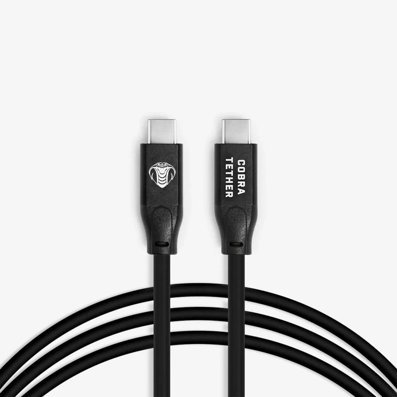 CobraTether USB-C to USB-C Cable 5m - Black - Straight