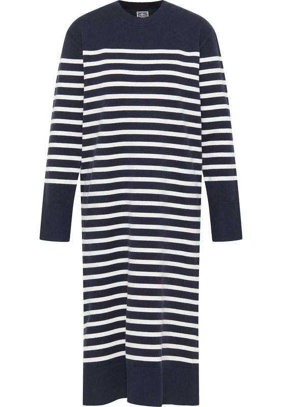 DreiMaster Women's Maxi Dress, Navy Wool White, XL/XXL