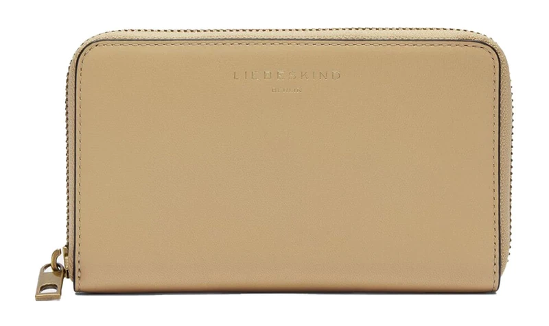 LIEBESKIND Berlin Leather Purse Kodiaq Sheep Hilla Frieda Ziparound Wallet Beige