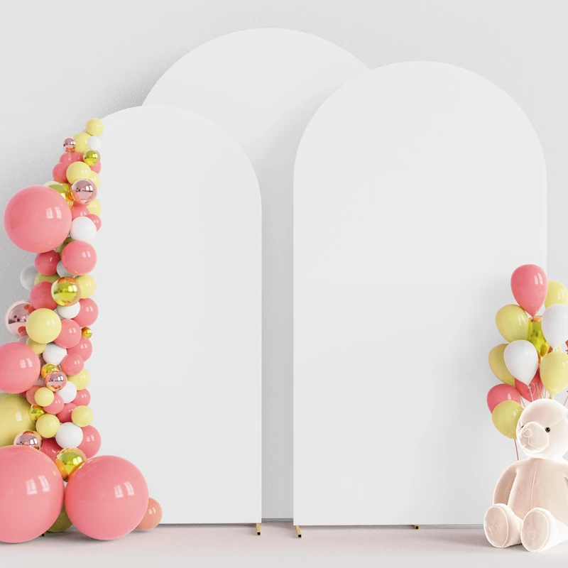 Wokceer Wedding Arch Cover Set (7.2FT, 6.6FT, 6FT) - 3 Spandex Fitted Covers for Round Top Chiara Backdrop Stands - Birthday Party Ceremony Banquet Decor - White
