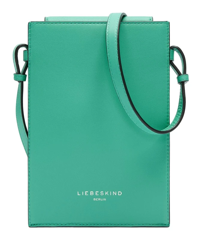 LIEBESKIND BERLIN Leather cross body bag phone pouch Hilla Kodiaq Sheep Mobile Pouch Jade green