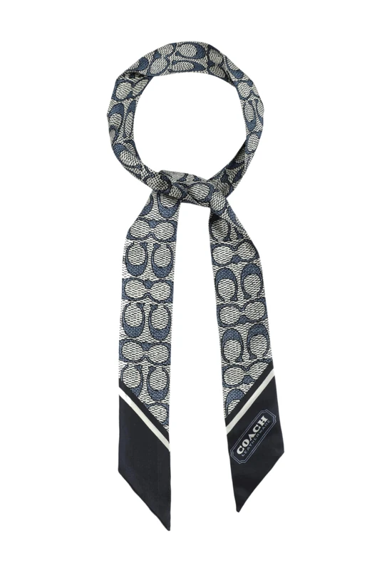 COACH womens Vintage Signature C Printed Silk Skinny, Midnight Navy, One Size