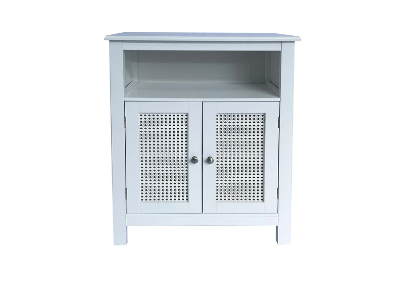 ASPECT Vera Faux Rattan 2-Door Storage Cabinet,White