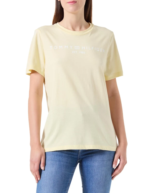 Tommy Hilfiger Women's Round Neck Short Sleeve T-Shirt, Yellow (Lemon Zest), 3XL