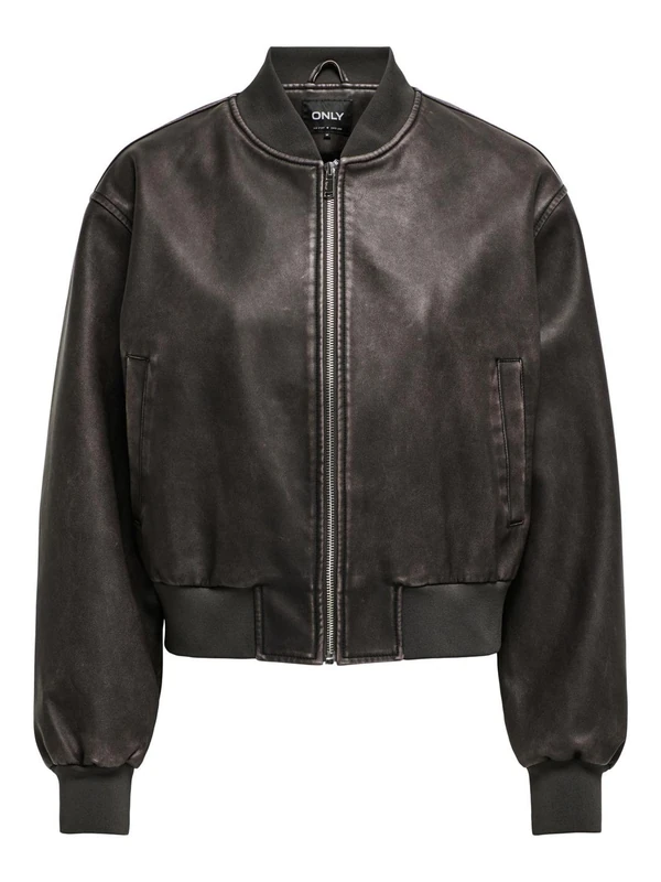 ONLY ONLJANE Women's Faux Leather Washed Bomber OTW Bomber Jacket, Chocolate Brown, M, chocolate brown, M - Image 1