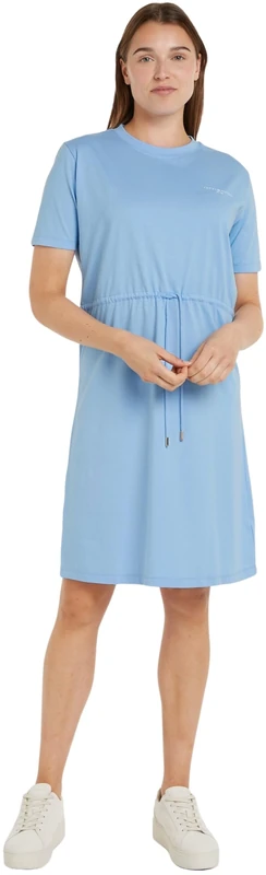 Tommy Hilfiger Women's Round Neck Cotton T-Shirt Dress, Blue (Vessel Blue), XS