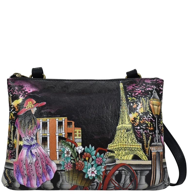 Anna by Anuschka Women Small Zip Around Crossbody, Paris at Night, One Size