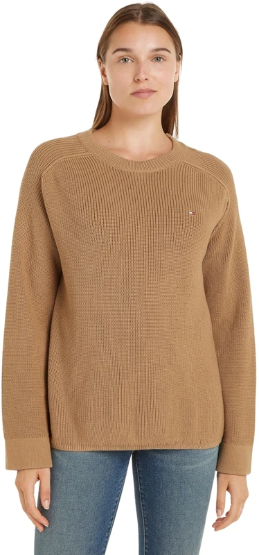 Tommy Hilfiger Women's Knitted Jumper, Green (Classic Khaki), XXS