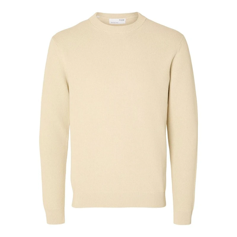 SELETED HOMME SLHDANE LS Knit Structure Crew Neck Noos, Oatmeal, XXL - Image 1