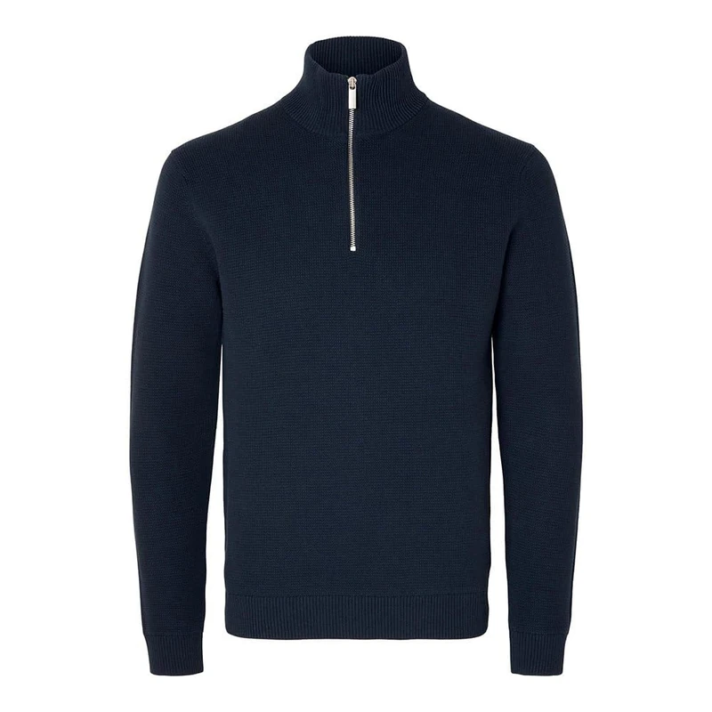 SELECTED HOMME Mens Slhdane Ls Structure Half Zip Noos Knitted Jumper, Sky Captain, XL UK