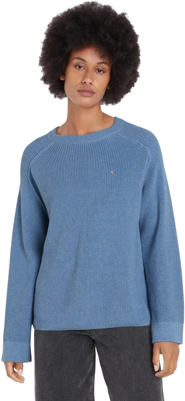 Tommy Hilfiger Women's Knitted Jumper, Blue (Vessel Blue Melange), XXL