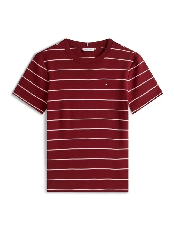 Tommy Hilfiger Women's New Slim Cody Round Neck Short Sleeve T-Shirt, Multicolor (Fine STP Liberty Red/Bonita Pink), M