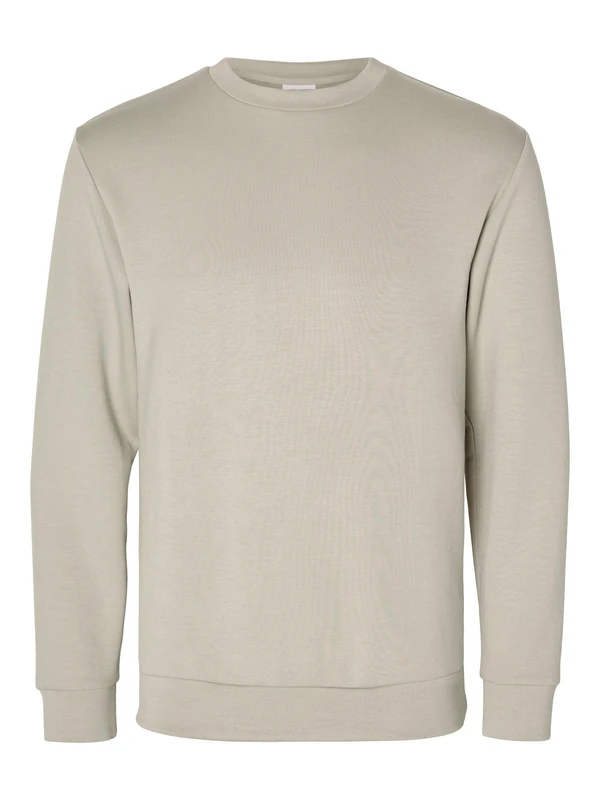 SELETED HOMME Men's Slhemanuel Soft Crew Neck Sweat Noos Sweatshirt, Pure Cashmere, L