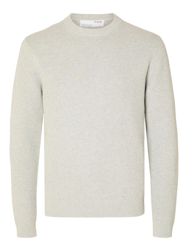 SELETED HOMME Men's Slhdane LS Knit Structure Crew Neck Noos Knitted Jumper, Light Grey Mix, M