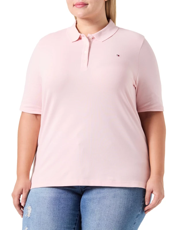 Tommy Hilfiger Women's CRV 1985 REG Pique Polo SS S/S, Delicate Pink, 16 (XL)