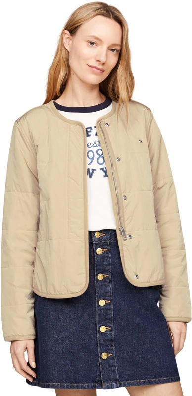 Tommy Hilfiger Women's Lightweight Jersey Lined Jacket, Beige (Beige), XL