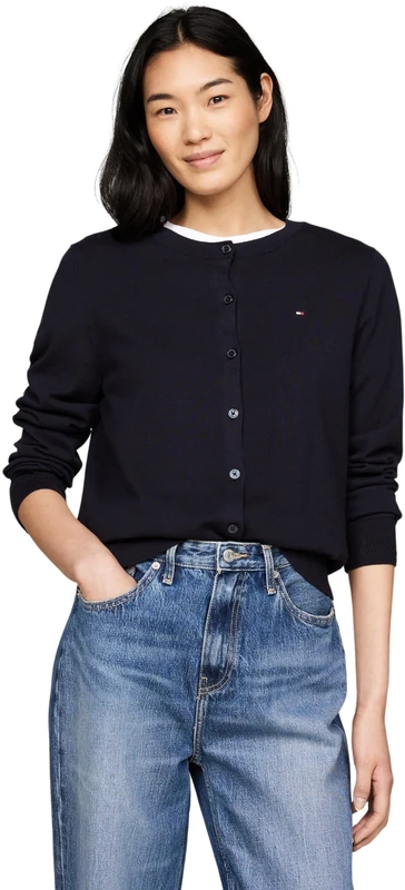 Tommy Hilfiger Women's Elegant Jersey Stitch Cardigan, Blue (Desert Sky), 3XL