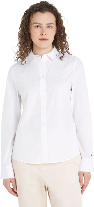 Tommy Hilfiger Women's Regular Fit Cotton Shirt, White (Th Optic White), 6