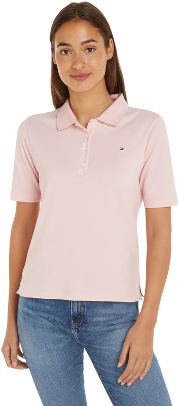 Tommy Hilfiger Women's 1985 REG Pique Polo SS S/S, Delicate Pink, XS