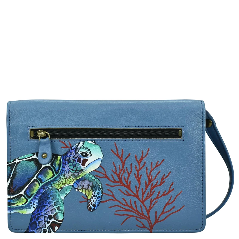 Anna by Anuschka Women Organizer Wallet On a String, Urtle Reef Sapphire, One Size