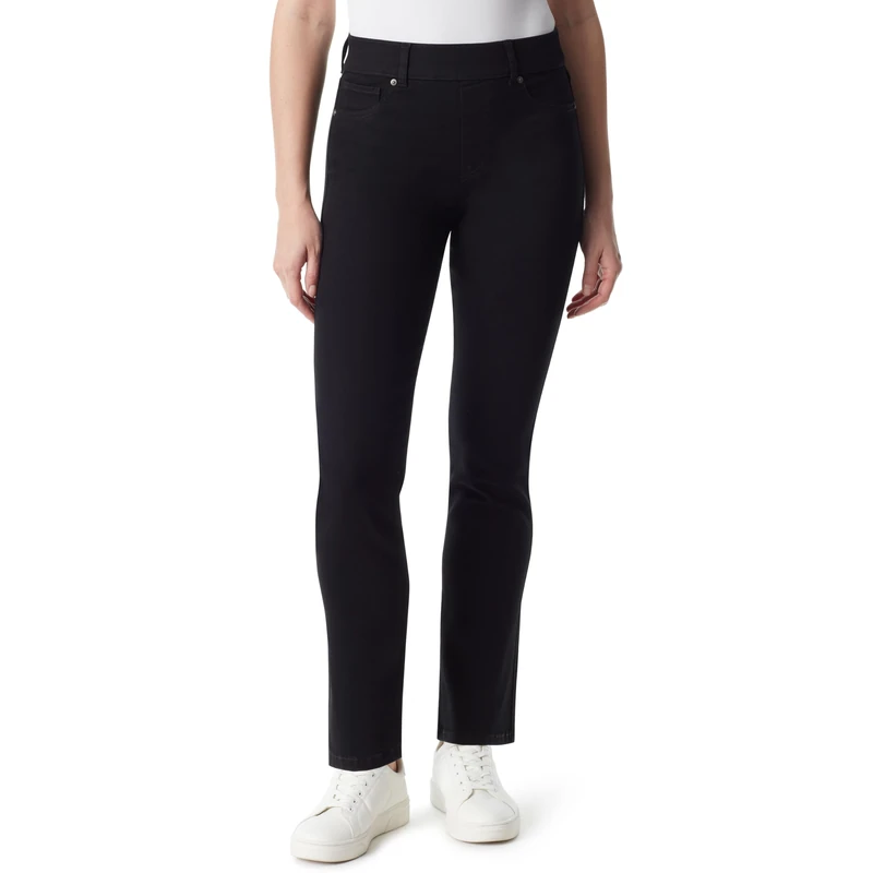 Gloria Vanderbilt Women's Shape Effect Po Hr Straight Leg Jeans, Black Rinse, 10