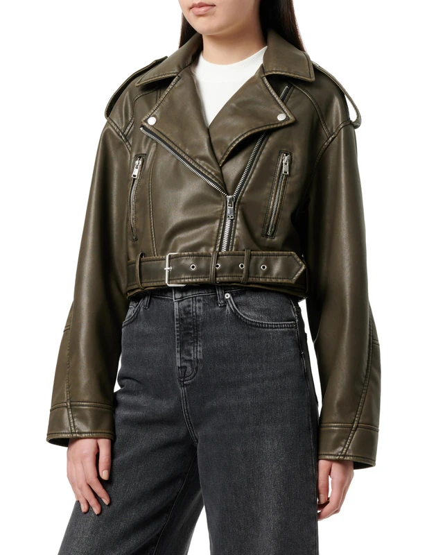 ONLY Female Faux Leather Jacket Onlla Faux Leather Jacket, Black/detail: washed, L