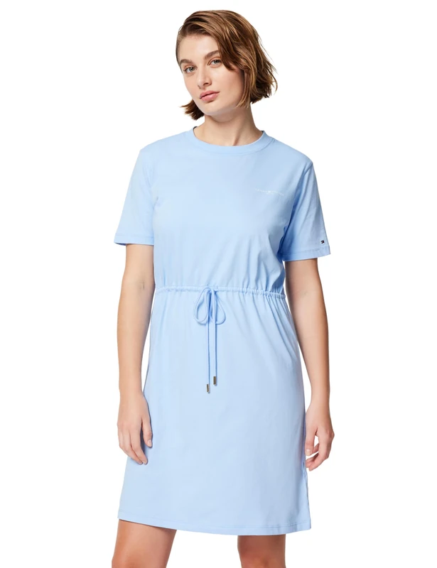 Tommy Hilfiger Women's Round Neck Cotton T-Shirt Dress, Blue (Vessel Blue), XL
