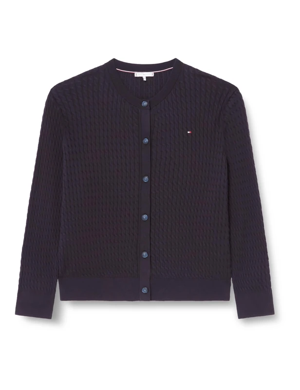 Tommy Hilfiger Women's CRV CO Cable C-NK Cardigan Cardigan Sweater, Desert Sky, 46