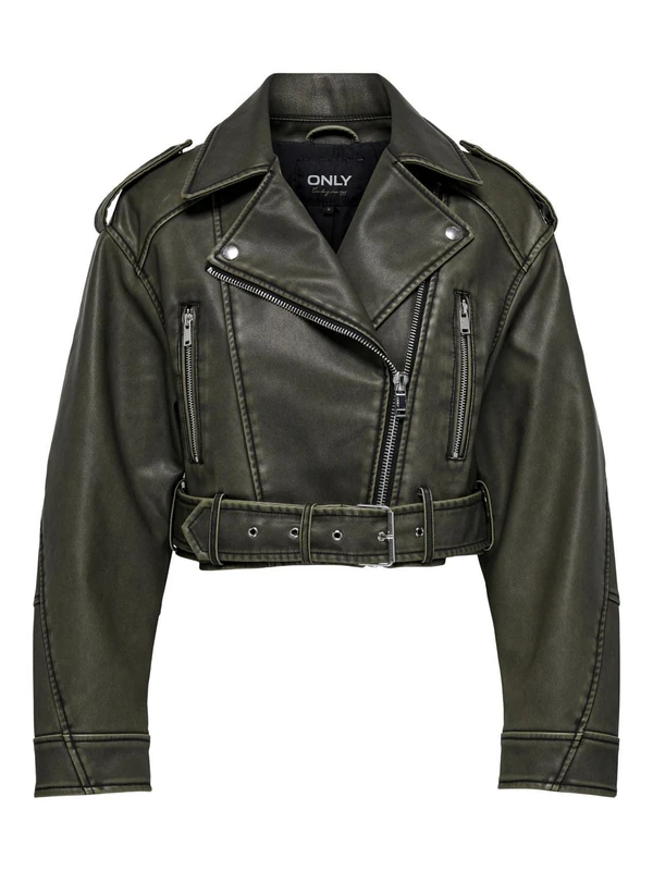 ONLY Female Faux Leather Jacket Onlla Faux Leather Jacket, Black/detail: washed, M