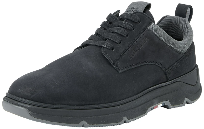 Tommy Hilfiger Men Hilfiger Nubuck Mix Hybrid Shoe, Black, 41 EU