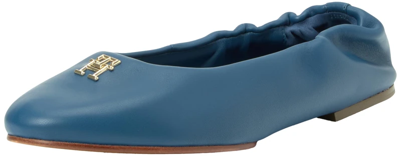 Tommy Hilfiger Women's Elegant Elevated Elastic Ballet Pumps, Blue (Fossil Blue), 5