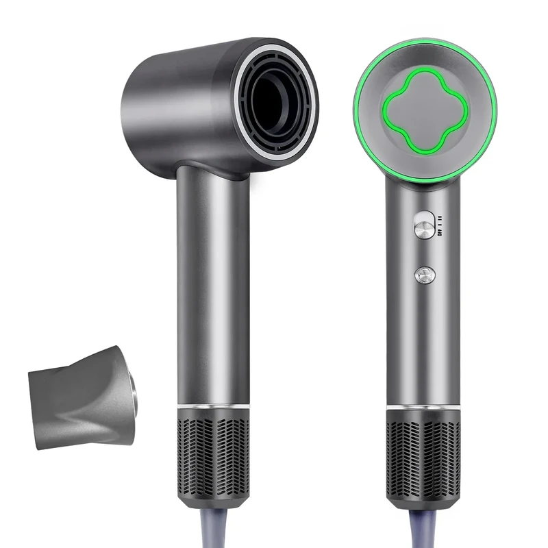 Hair Dryer, IMMOSO 1600W Fast-Drying Blow Dryer 110,000 RPM Brushless High-Speed Motor, Low Noise Thermo-Control with 200 Million Negative Ionic, Portable Hairdryer for Home/Gift, Gray