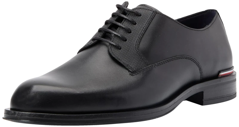 Tommy Hilfiger Men CORE RWB Hilfiger Text LTH Shoe, Black, 46 EU