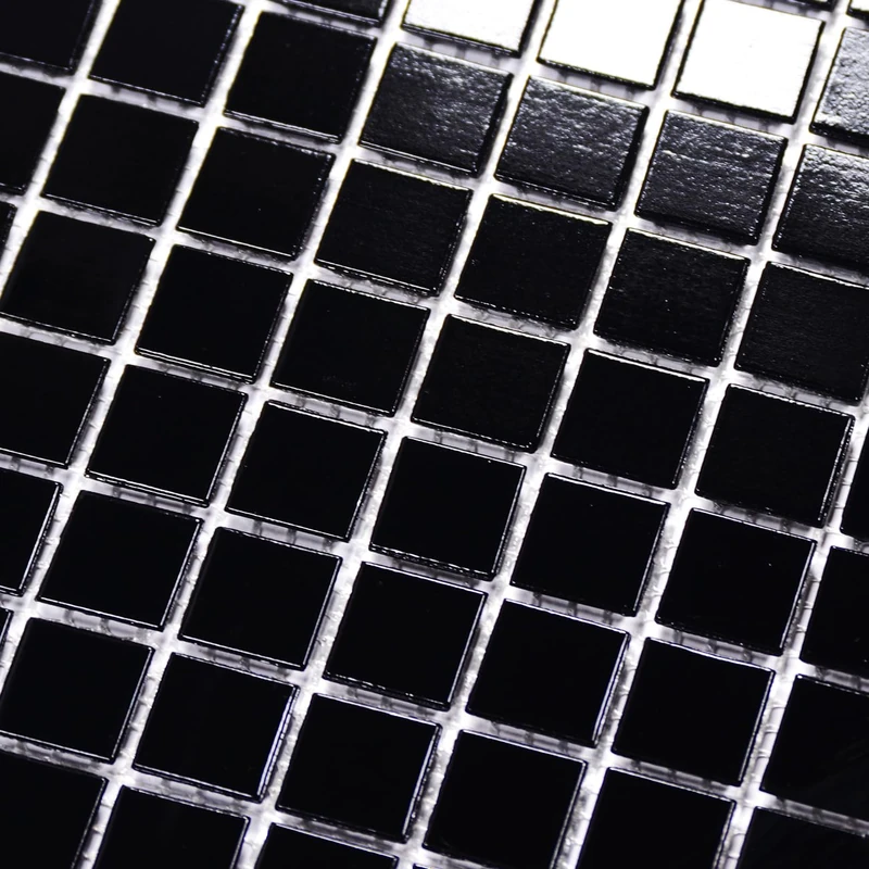 11.5 sq.ft Black Glass Mosaic Tile for Bathroom, Swimming Pool, Backsplash