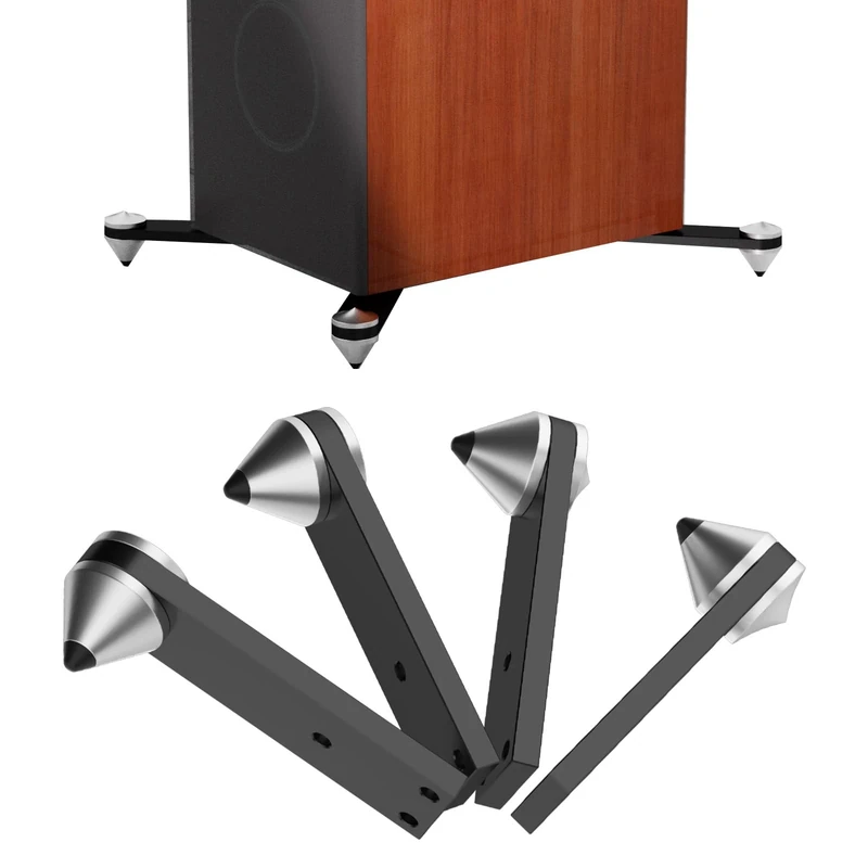 Preffair 4 Pcs Audiophile Speaker Isolation Feet Floor Standing Aluminum Alloy Vibration Reducer Shockproof Spike Bracket for Speaker, Amplifier, Preamplifier,Subwoofer (Black)