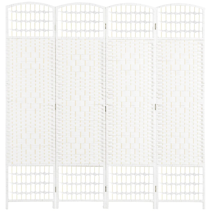 HOMCOM 4 Panel Folding Room Divider, Privacy Screen, Freestanding Paravent Partition Separator for Living Room, Bedroom and Office, 160 x 170cm, White