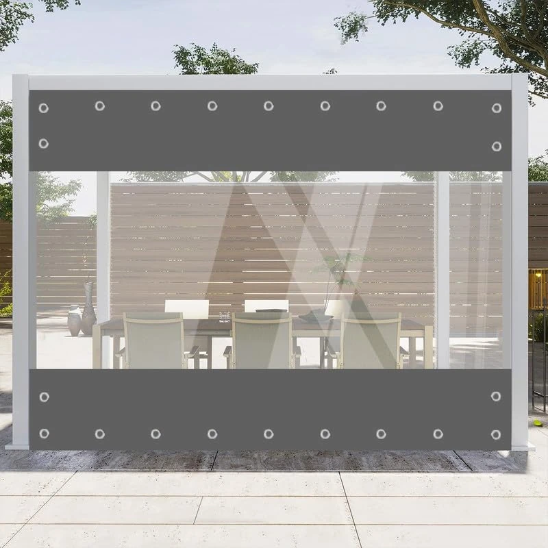 Clear Vinyl Curtains for Patio Enclosure, Heavy Duty Waterproof Anti-UV and Tear-Resistant Tarpaulin with Grommets, Weatherproof Panels for Porch, Pergola, Gazebo, Balcony, Outdoor