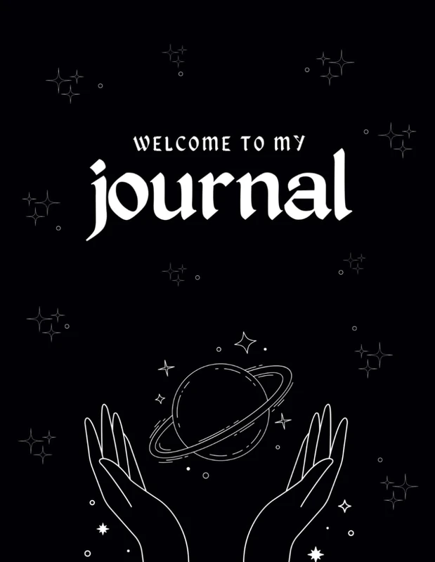 Celestial Artistic Black Line Art Journal , Unique Gift for Artists, Minimalistic Black Line Aesthetic Notebook