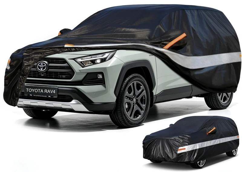 Holthly 10 Layers SUV Car Cover Custom Fit for Toyota RAV4 (2005-2024) Waterproof All Weather for Automobiles, Outdoor Full Cover Sun UV Rain Protection.Black