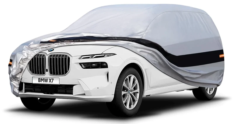 Holthly 10 Layers SUV Car Cover Custom Fit for BMW X7 (2018-2024) Waterproof All Weather for Automobiles, Outdoor Full Cover Rain Sun UV Protection.Silver