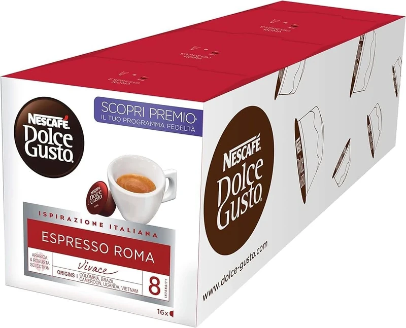 NESCAFÉ DOLCE GUSTO Espresso Roma Coffee Pods Pack of 3 (Total 48 Servings)