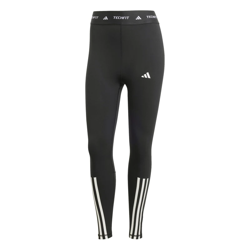 adidas Women's TECHFIT 3 Stripes 7/8 Leggings, BLACK, M