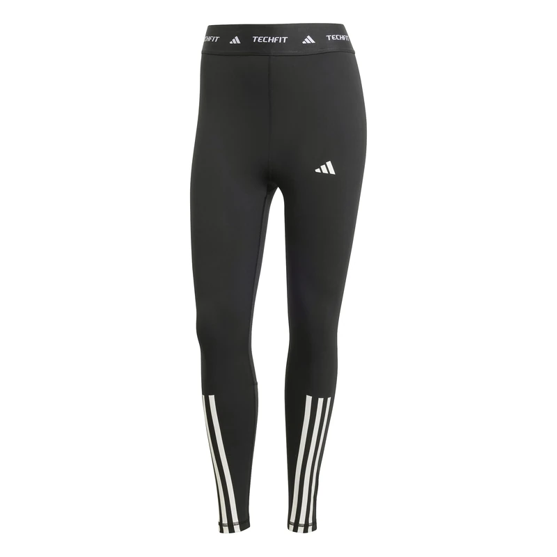 adidas Women's TECHFIT 3 Stripes 7/8 Leggings, BLACK, XXS