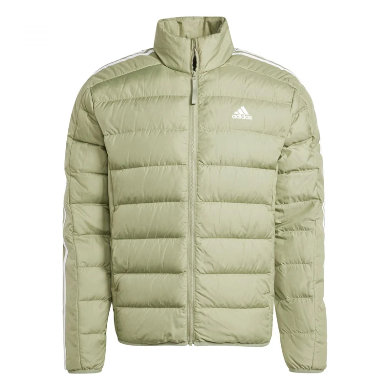 adidas Men's Essentials 3-Stripes Light Down Jacket, TENT GREEN F16, S