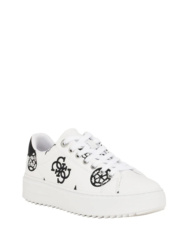 GUESS Women's Denesa Sneaker, White 148, 6 UK