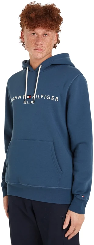 Tommy Hilfiger Men's Tommy Logo Hoodie, Blue (Aegean Sea), XS